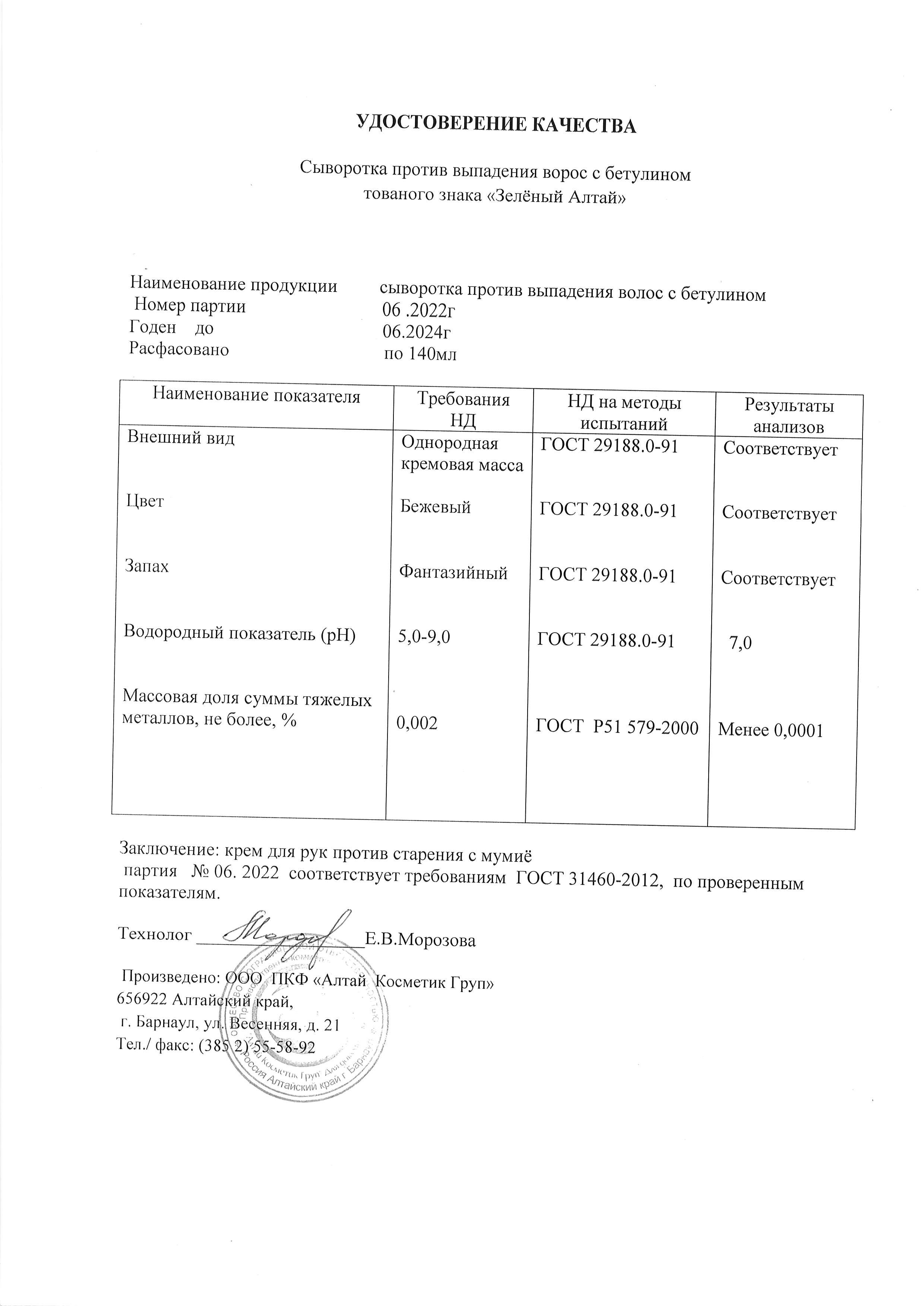 Паспорт №062022